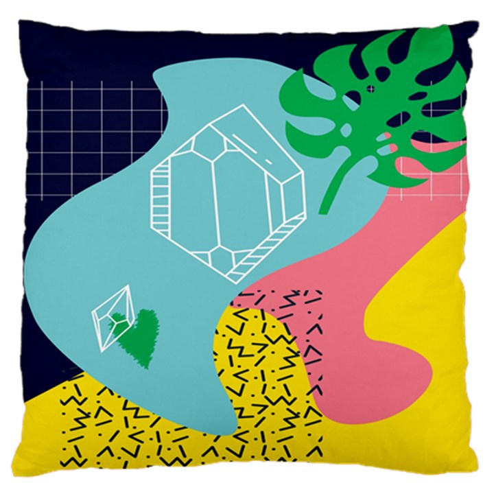 Behance Feelings Beauty Waves Blue Yellow Pink Green Leaf Large Cushion Case (One Side)