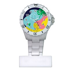 Behance Feelings Beauty Waves Blue Yellow Pink Green Leaf Plastic Nurses Watch by Mariart