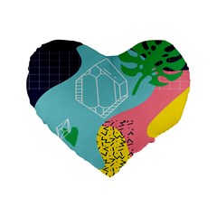 Behance Feelings Beauty Waves Blue Yellow Pink Green Leaf Standard 16  Premium Flano Heart Shape Cushions by Mariart