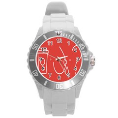 Caffeine And Breastfeeding Coffee Nursing Red Sign Round Plastic Sport Watch (l) by Mariart