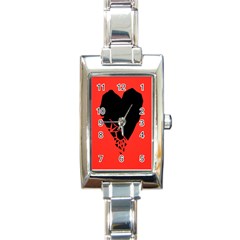 Broken Heart Tease Black Red Rectangle Italian Charm Watch by Mariart