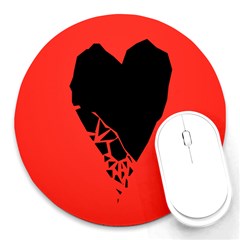 Broken Heart Tease Black Red Round Mousepads