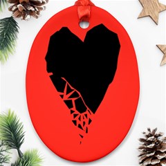 Broken Heart Tease Black Red Ornament (oval)