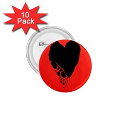 Broken Heart Tease Black Red 1 75  Buttons (10 Pack) by Mariart