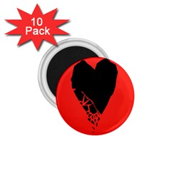 Broken Heart Tease Black Red 1 75  Magnets (10 Pack)  by Mariart