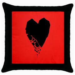 Broken Heart Tease Black Red Throw Pillow Case (black) by Mariart