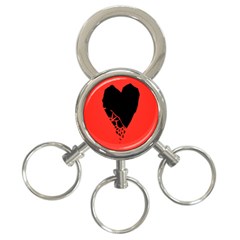 Broken Heart Tease Black Red 3-ring Key Chains by Mariart