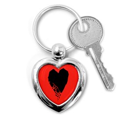 Broken Heart Tease Black Red Key Chains (heart) 