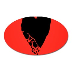 Broken Heart Tease Black Red Oval Magnet by Mariart