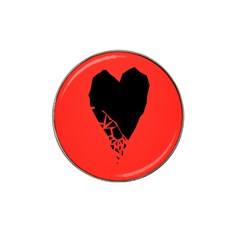 Broken Heart Tease Black Red Hat Clip Ball Marker (10 Pack) by Mariart