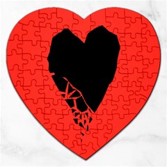 Broken Heart Tease Black Red Jigsaw Puzzle (heart) by Mariart