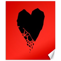 Broken Heart Tease Black Red Canvas 8  X 10 