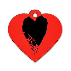 Broken Heart Tease Black Red Dog Tag Heart (two Sides) by Mariart