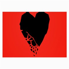 Broken Heart Tease Black Red Large Glasses Cloth (2-side) by Mariart