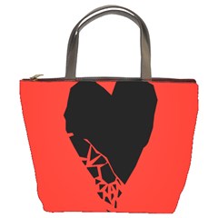 Broken Heart Tease Black Red Bucket Bags