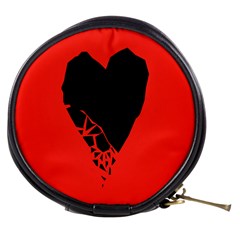 Broken Heart Tease Black Red Mini Makeup Bags by Mariart