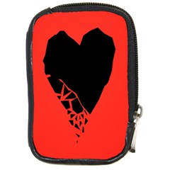 Broken Heart Tease Black Red Compact Camera Cases by Mariart