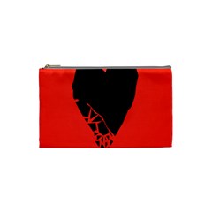 Broken Heart Tease Black Red Cosmetic Bag (small)  by Mariart