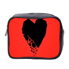 Broken Heart Tease Black Red Mini Toiletries Bag 2-side by Mariart