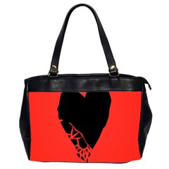 Broken Heart Tease Black Red Office Handbags (2 Sides)  by Mariart