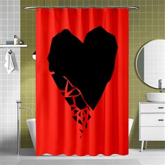 Broken Heart Tease Black Red Shower Curtain 48  X 72  (small) 