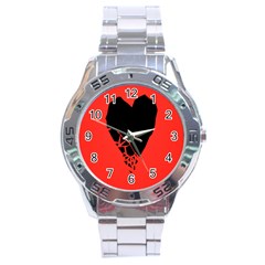 Broken Heart Tease Black Red Stainless Steel Analogue Watch by Mariart