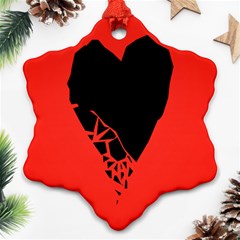 Broken Heart Tease Black Red Snowflake Ornament (two Sides) by Mariart