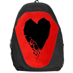 Broken Heart Tease Black Red Backpack Bag by Mariart