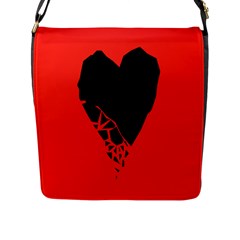 Broken Heart Tease Black Red Flap Messenger Bag (l)  by Mariart