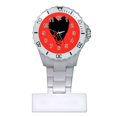 Broken Heart Tease Black Red Plastic Nurses Watch by Mariart