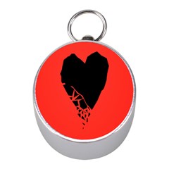 Broken Heart Tease Black Red Mini Silver Compasses by Mariart