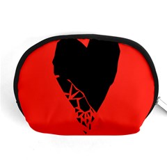 Broken Heart Tease Black Red Accessory Pouches (medium)  by Mariart