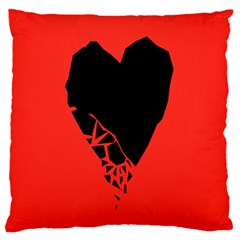 Broken Heart Tease Black Red Large Flano Cushion Case (one Side) by Mariart