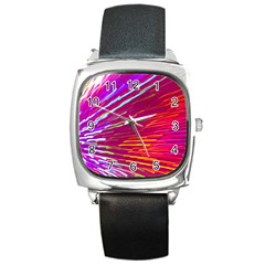 Zoom Colour Motion Blurred Zoom Background With Ray Of Light Hurtling Towards The Viewer Square Metal Watch by Mariart