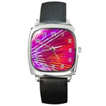 Zoom Colour Motion Blurred Zoom Background With Ray Of Light Hurtling Towards The Viewer Square Metal Watch Front