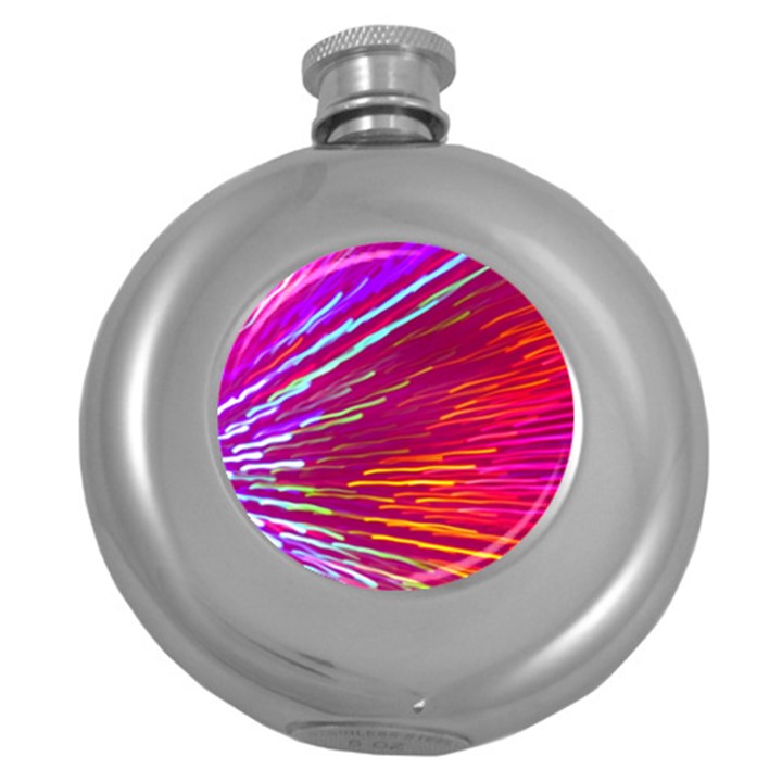 Zoom Colour Motion Blurred Zoom Background With Ray Of Light Hurtling Towards The Viewer Round Hip Flask (5 oz)