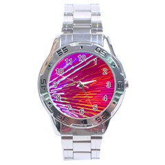 Zoom Colour Motion Blurred Zoom Background With Ray Of Light Hurtling Towards The Viewer Stainless Steel Analogue Watch by Mariart