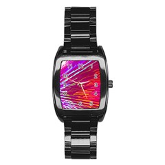 Zoom Colour Motion Blurred Zoom Background With Ray Of Light Hurtling Towards The Viewer Stainless Steel Barrel Watch by Mariart