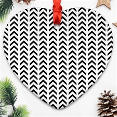 Chevron Triangle Black Ornament (heart) by Mariart