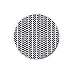 Chevron Triangle Black Rubber Round Coaster (4 Pack)  by Mariart