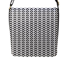 Chevron Triangle Black Flap Messenger Bag (l) 