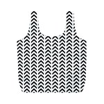 Chevron Triangle Black Full Print Recycle Bags (M)  Front