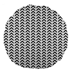 Chevron Triangle Black Large 18  Premium Flano Round Cushions by Mariart