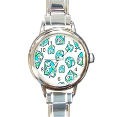 Brilliant Diamond Green Blue White Round Italian Charm Watch