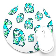 Brilliant Diamond Green Blue White Round Mousepads by Mariart