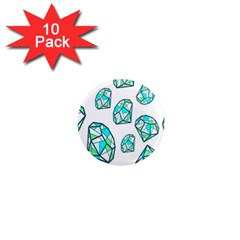 Brilliant Diamond Green Blue White 1  Mini Magnet (10 Pack) 