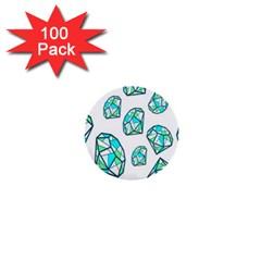 Brilliant Diamond Green Blue White 1  Mini Buttons (100 Pack) 