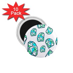 Brilliant Diamond Green Blue White 1 75  Magnets (10 Pack) 