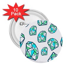 Brilliant Diamond Green Blue White 2 25  Buttons (10 Pack) 