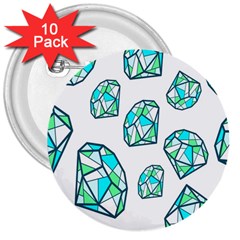 Brilliant Diamond Green Blue White 3  Buttons (10 Pack) 